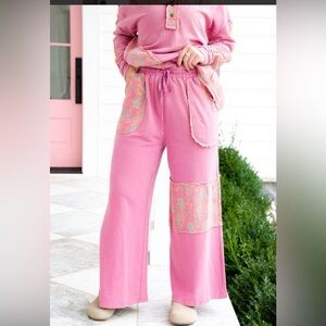 Easel boho cropped patchwork wide leg pant new in package small